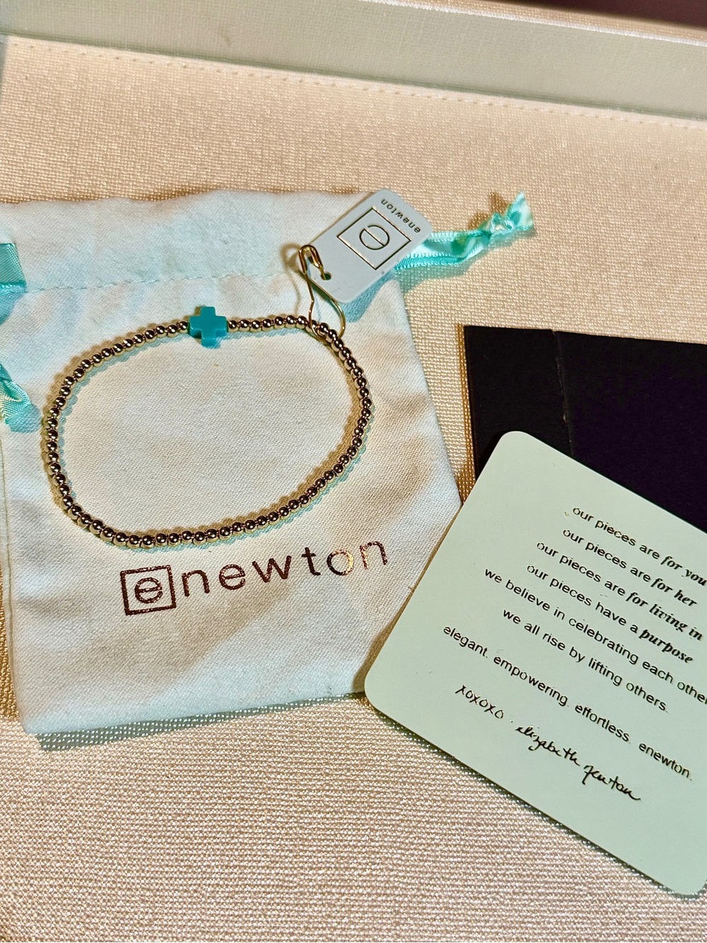 enewton New Signature Turquoise Cross Gold Bead Bracelet